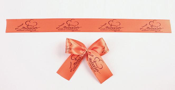 Double satin ribbon bow with customer print Image