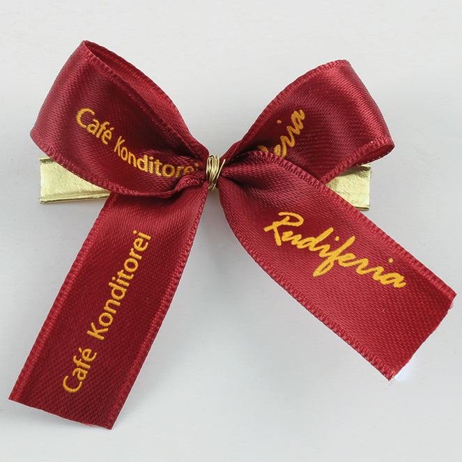 Double satin ribbon bow with customer print Image